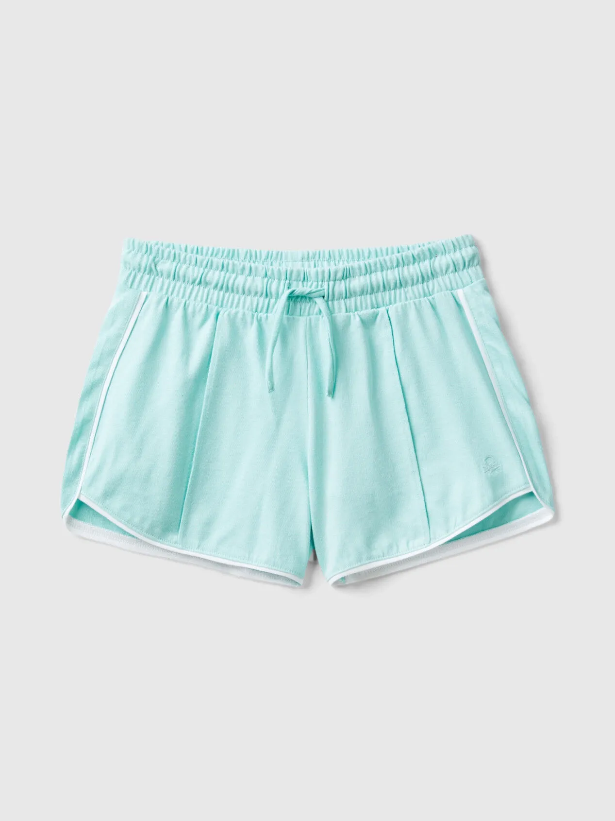 100% cotton shorts with drawstring - Aqua | Benetton