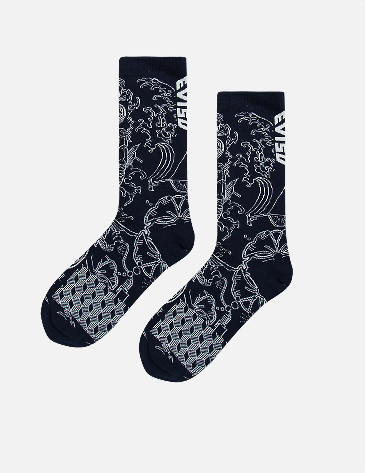 Allover Japanese Pattern Jacquard Long Socks