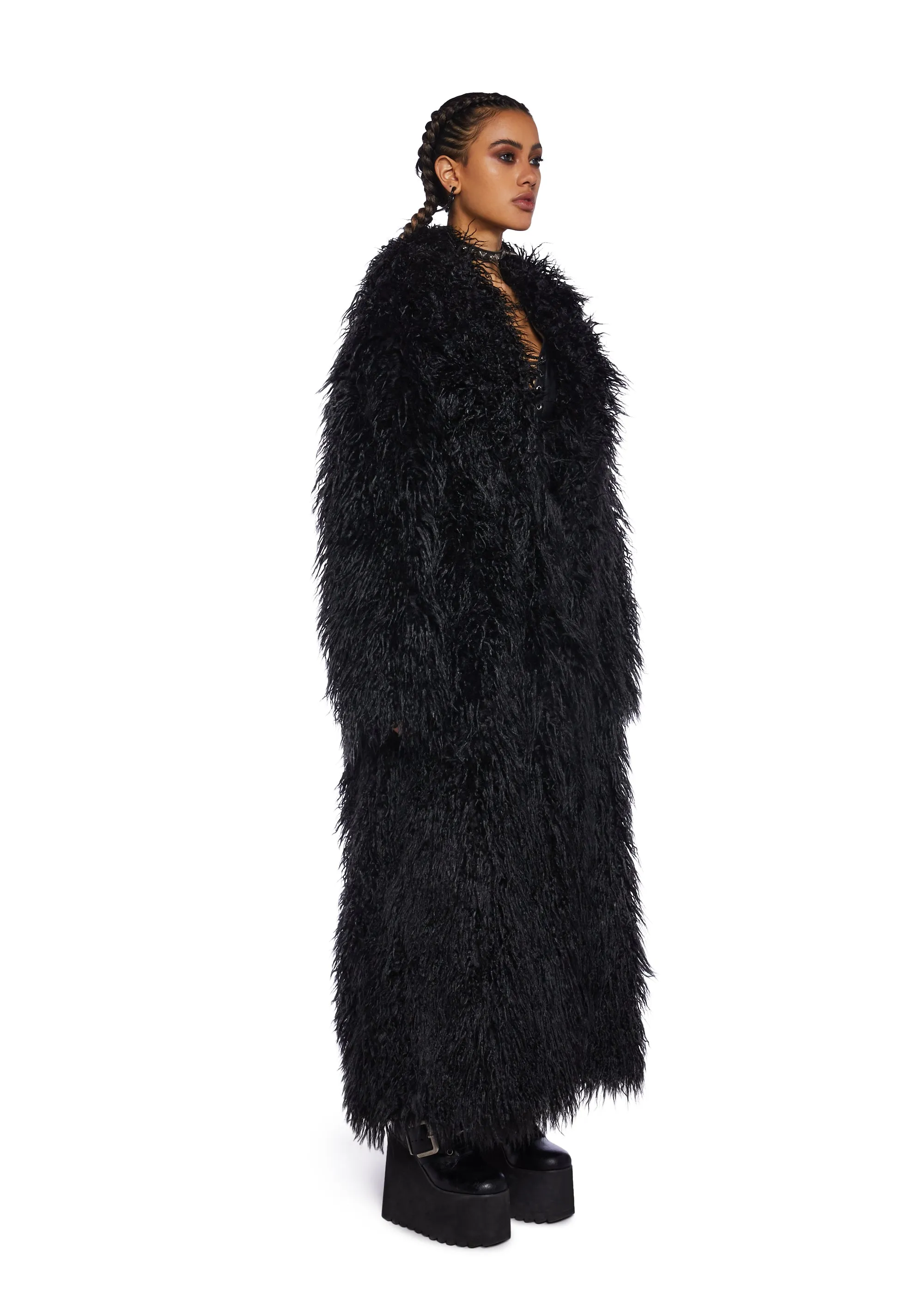 Astro Arctic Faux Fur Coat - Black-