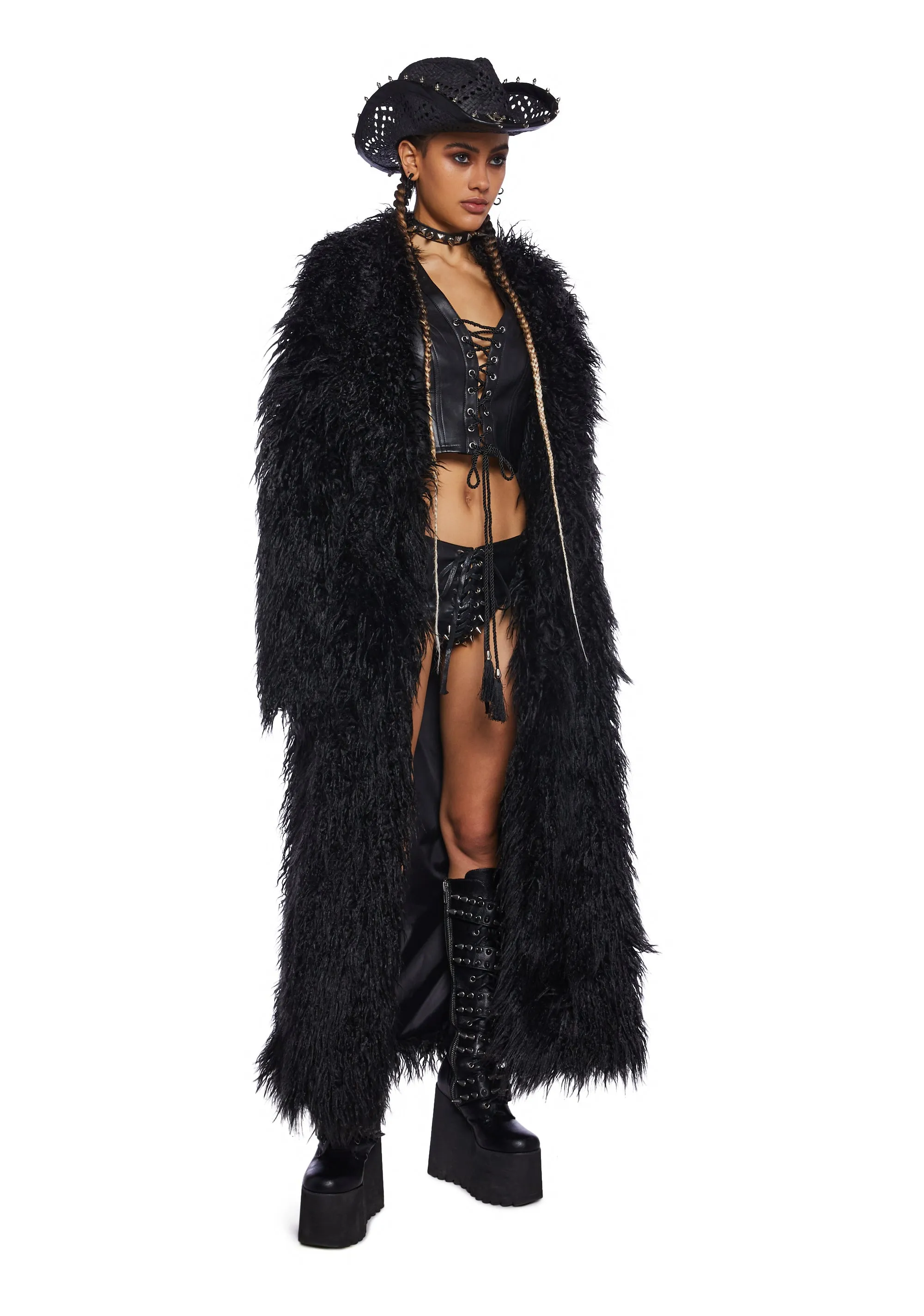 Astro Arctic Faux Fur Coat - Black-