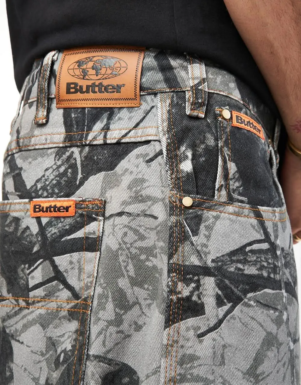 Butter Goods Foliage Camo Denim Shorts - Black