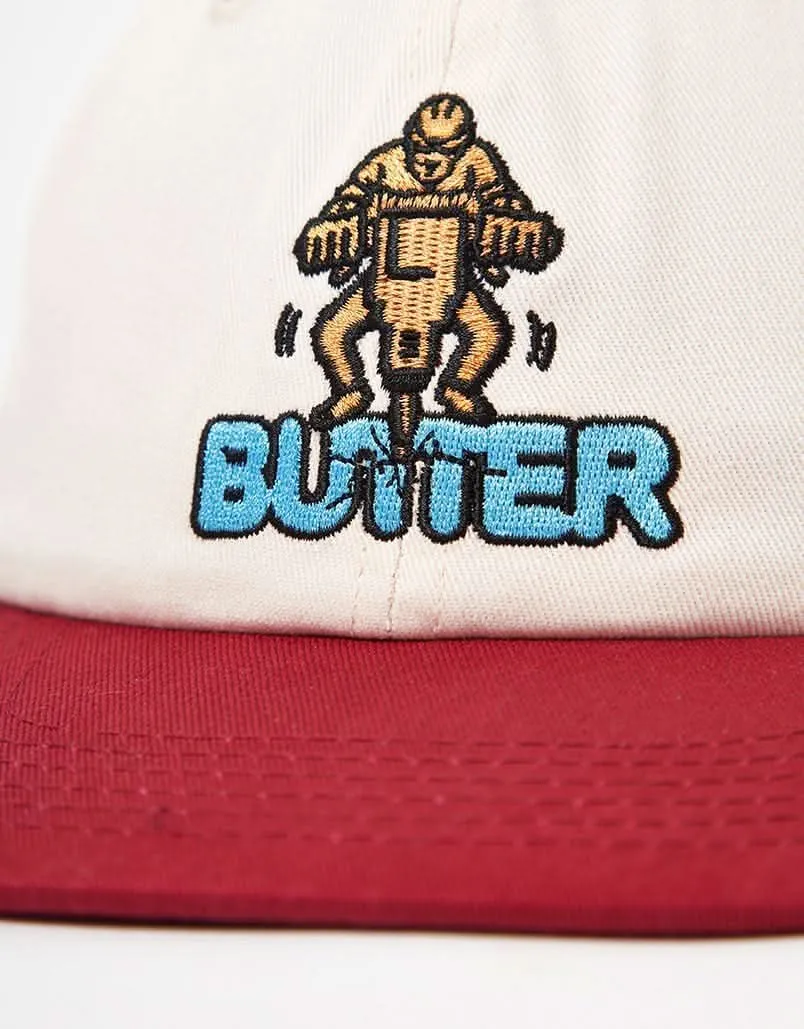 Butter Goods Jack Hammer 6 Panel Cap - Natural/Maroon