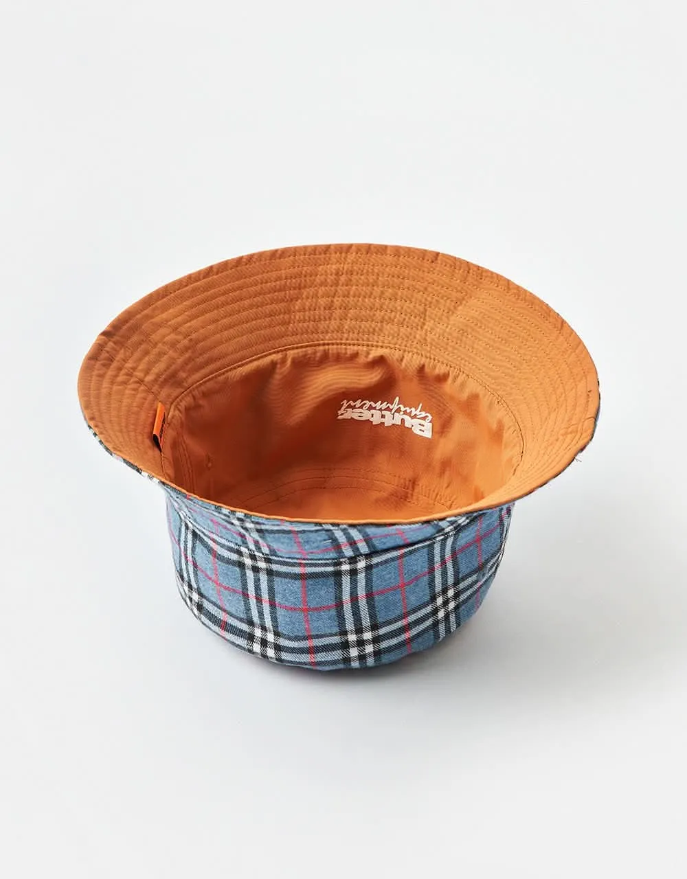 Butter Goods Plaid Reversible Bucket Hat - Blue/Brown
