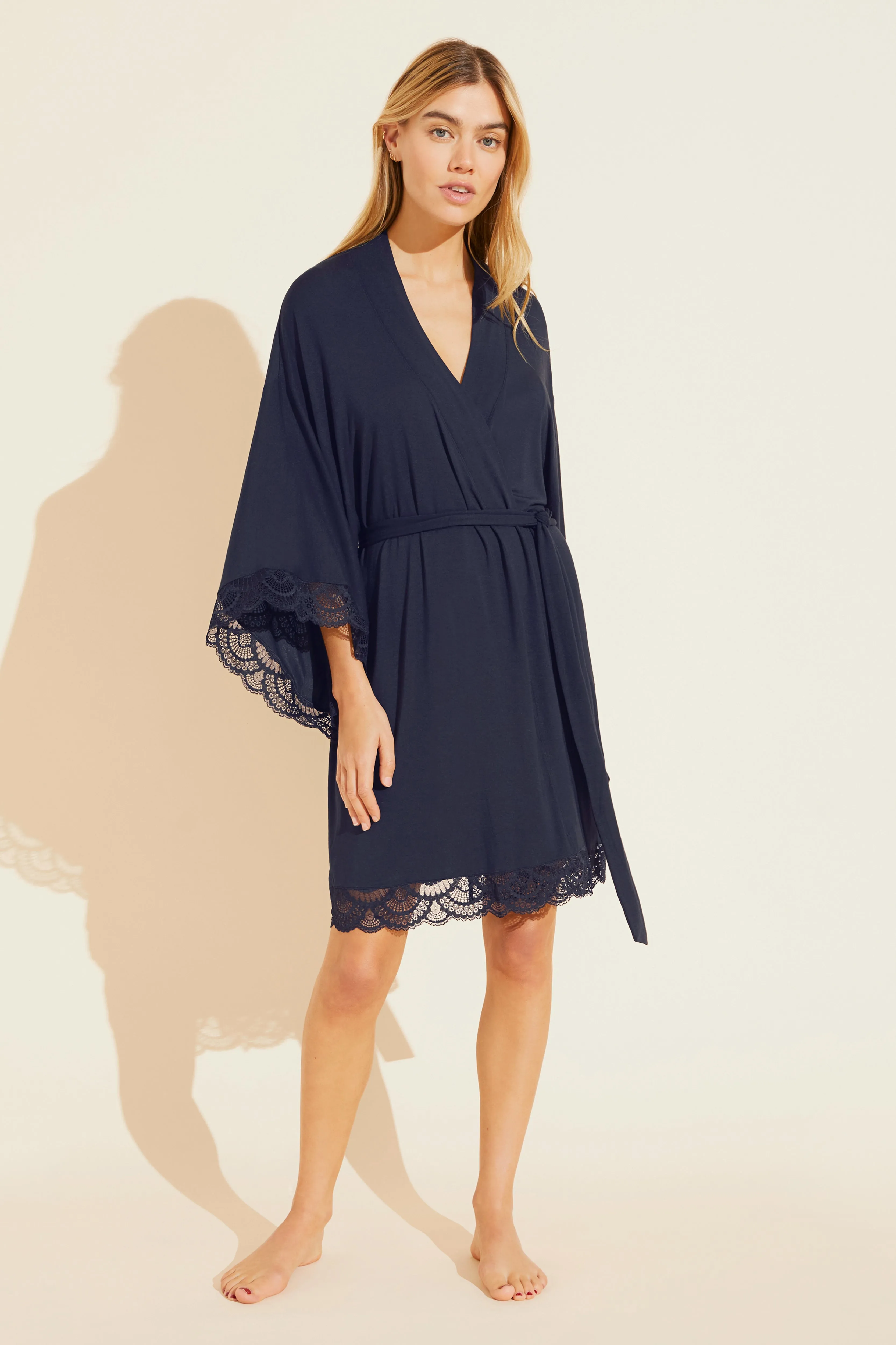 Eberjey MARIANA Short Robe in True Navy 