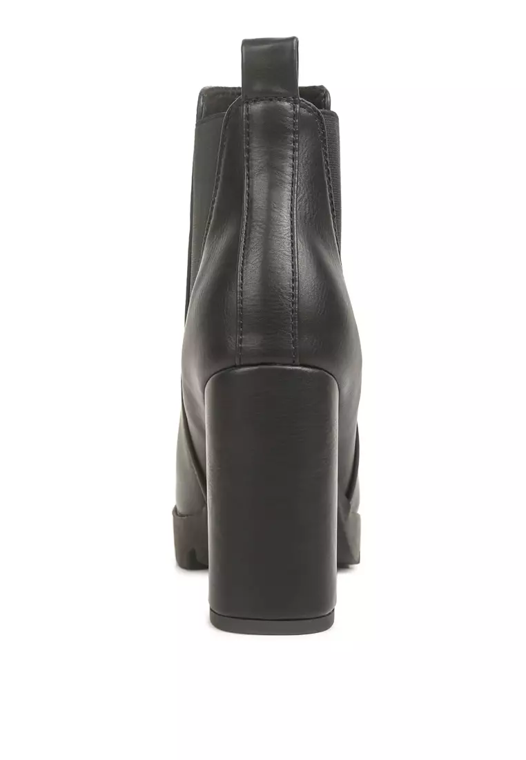 London Rag Black Block Heeled Boot