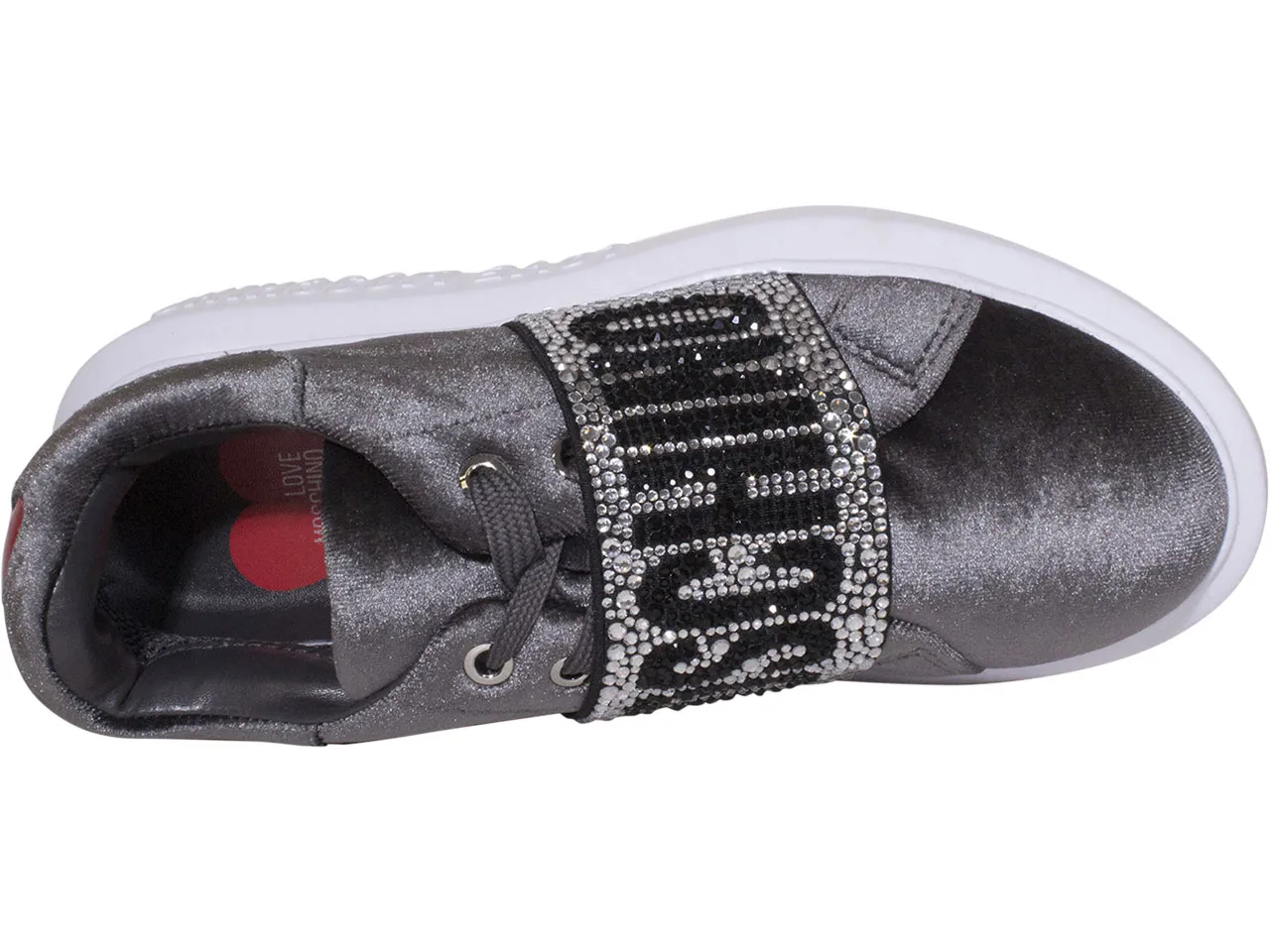 Love Moschino Women's Low Top Sneakers Velour Grey Sz: 9 JA15454G0BJ00020