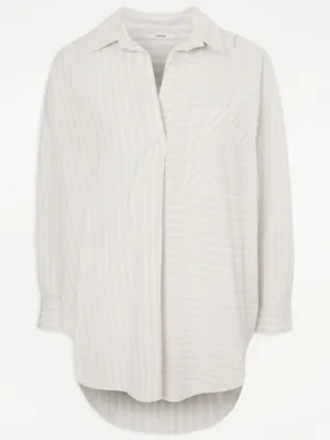 Neutral Stripe Popover Longline Blouse | Women | George at ASDA