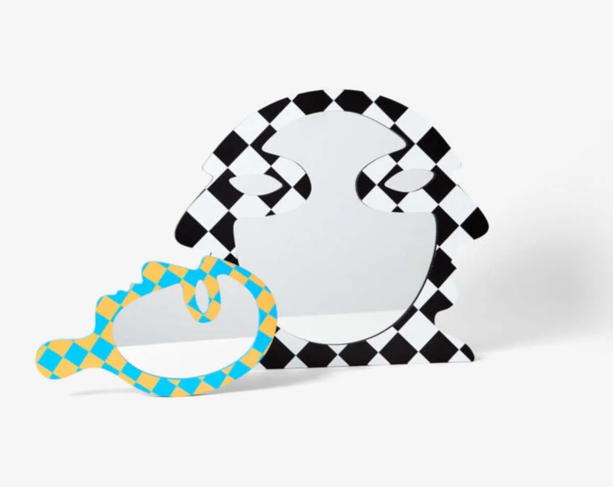 Profile Vanity Hand Mirror - Blue/ Yellow