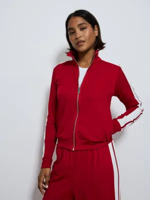 Red Zip Through Side Stripe Sporty Top | Women | George at ASDA