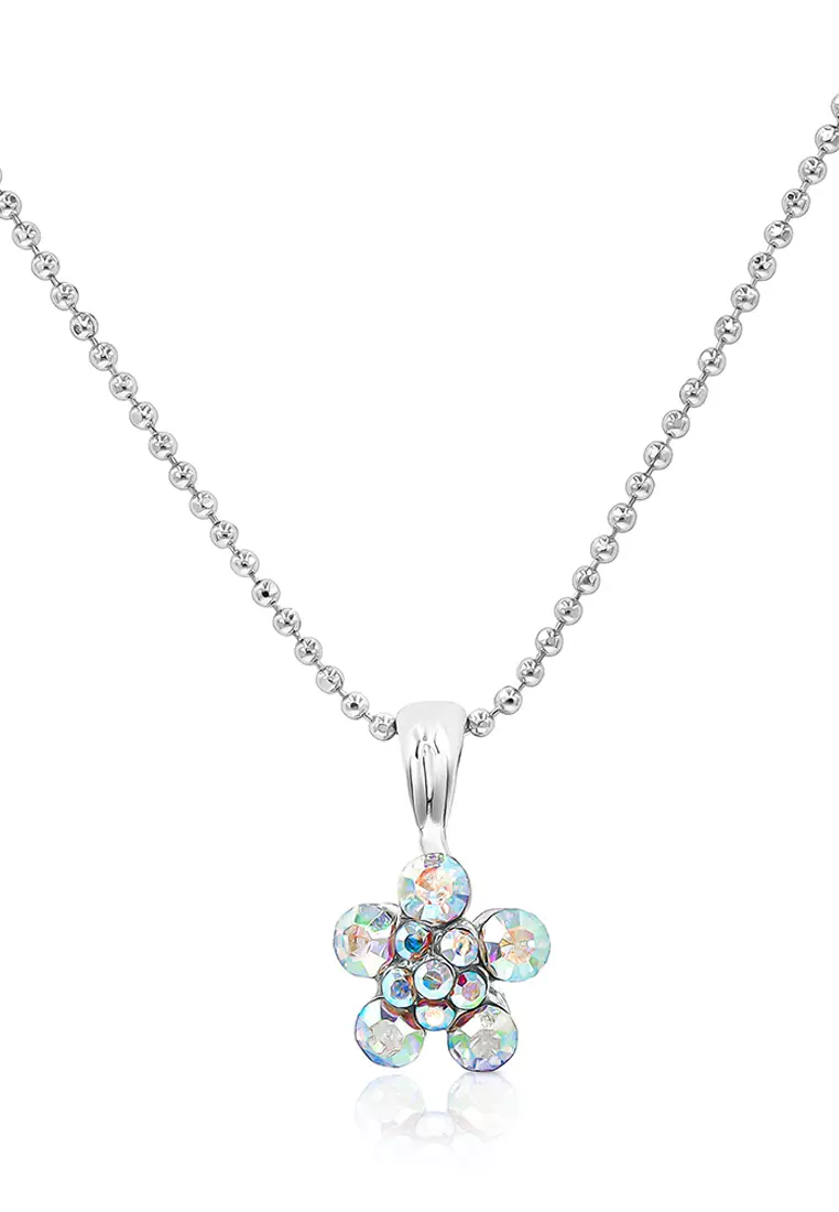 SO SEOUL SO SEOUL Kaleidoscope Petite Floral Blossom Opaline Aurore Boreale Austrian Crystal Pendant Chain Necklace