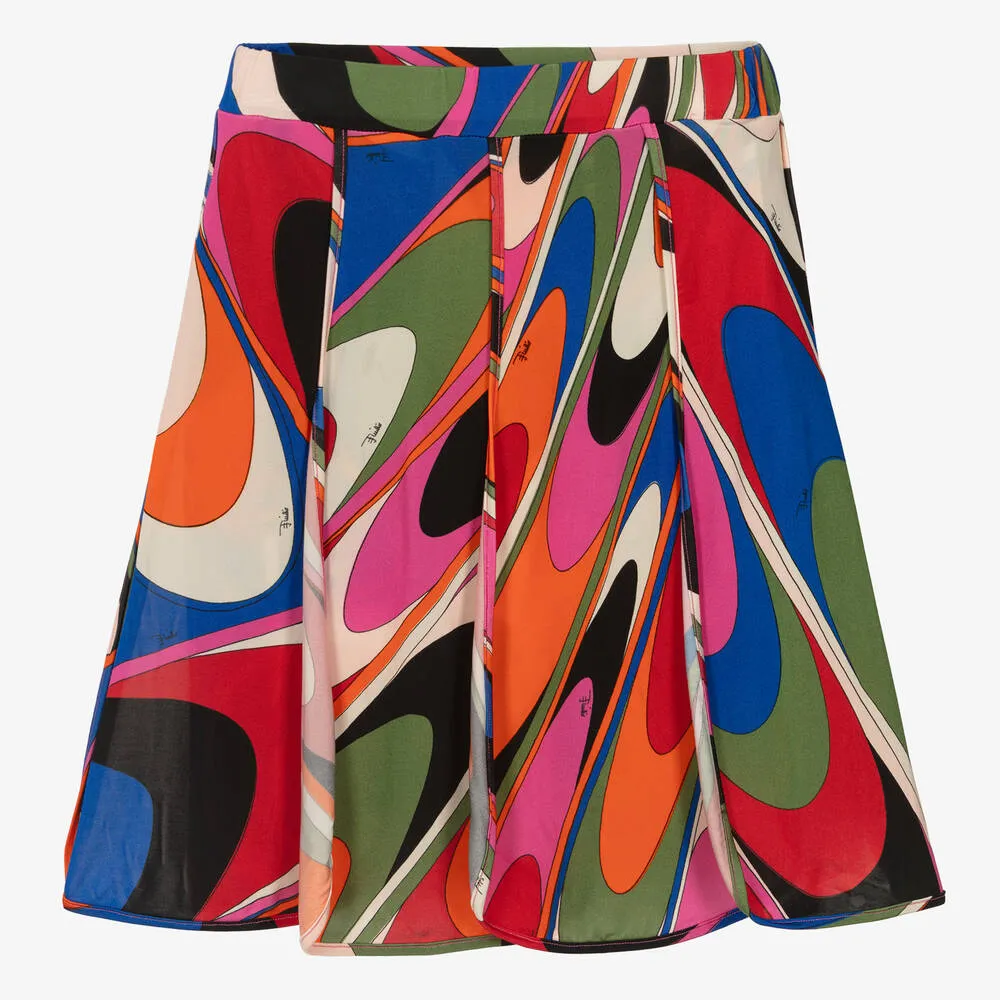 Teen Girls Pink Onde Print Skirt