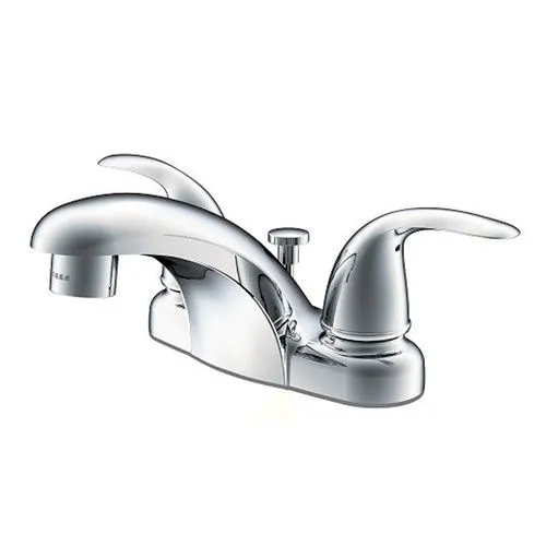 Ultra Faucets Vantage 3-Hole Centerset Chrome Low-Spout Bathroom Faucet with Metal Pop-Up, 1.5 GPM, Two-Handle, Lever Handles - 