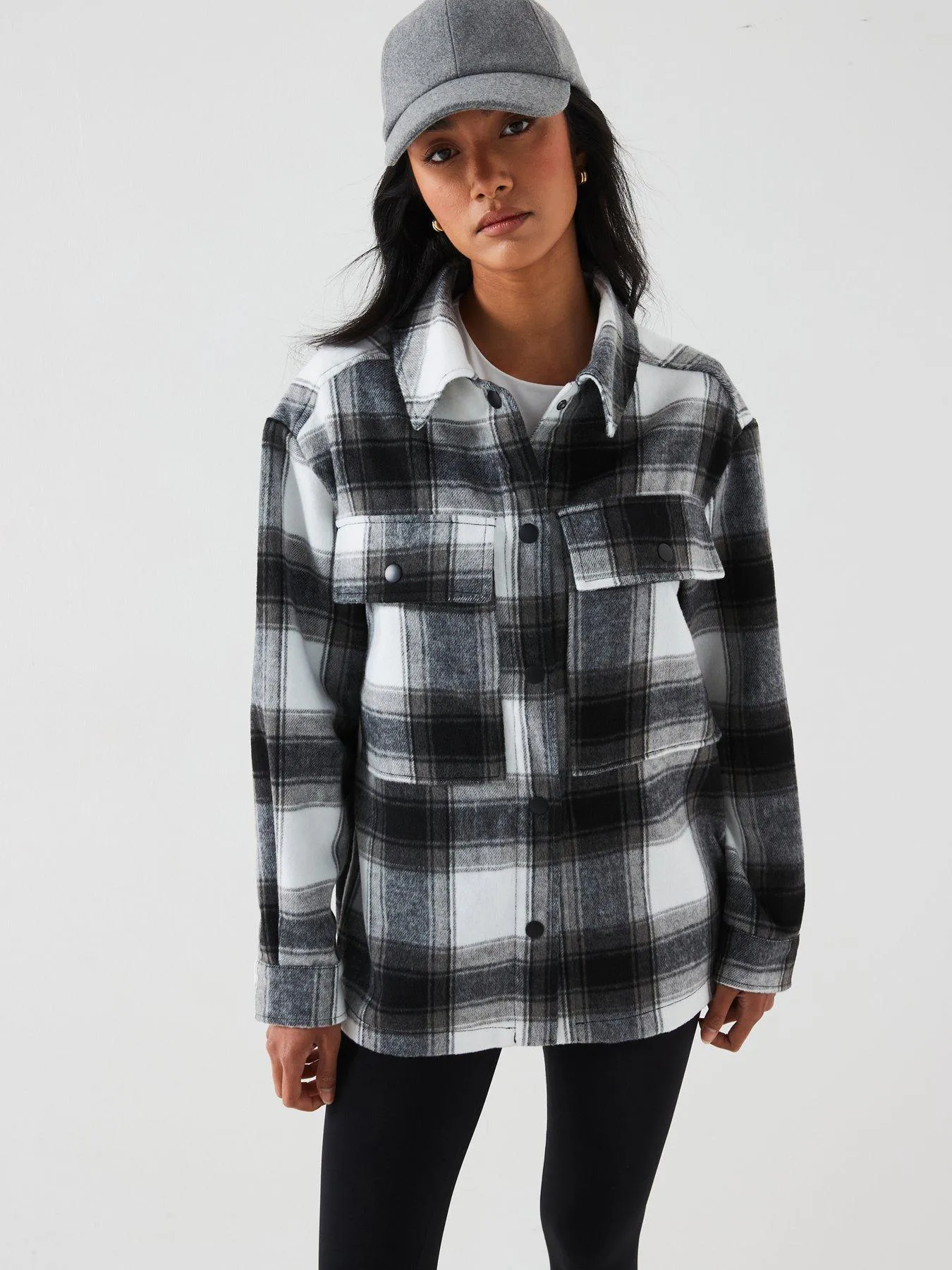 V by Very Mono Check Shacket - Multi